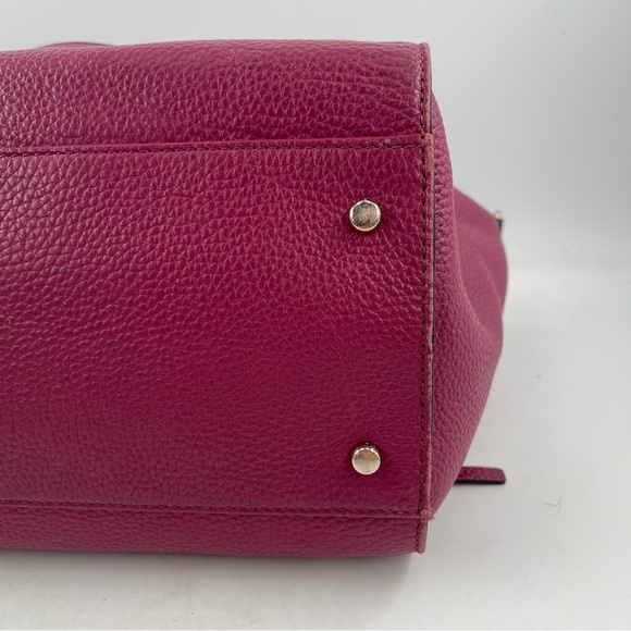Kate Spade Magenta Pebbled Leather Zip Pocket Satchel Shoulder Bag - Picture 9 of 16